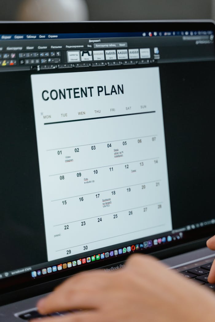 home-services-02 Close-up of digital content plan on laptop screen, ideal for scheduling visuals.